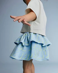 Toddler Girl Smocked Tiered Skirt Otter Avenue Print - Blue/Lime Green