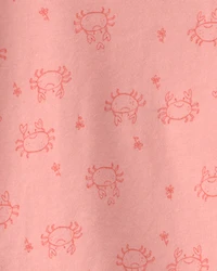 Baby Girl 4-Piece Crab Top & Short Set - Pink