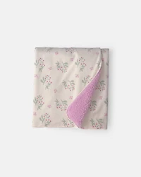 Baby Floral Plush Blanket - Purple/Cream