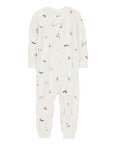 Toddler 1-Piece Camp Print Zip-Up PurelySoft Footie Pajamas