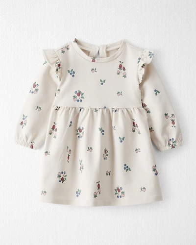 Baby Girl Organic Cotton French Terry Dress Berry Blossom Print