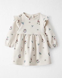 Baby Girl Organic Cotton French Terry Dress Berry Blossom Print