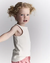 Toddler Girl Ribbed Tank Top - Cream