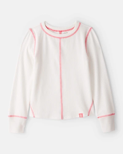 Girls Active Rib Long-Sleeve Top - Cream