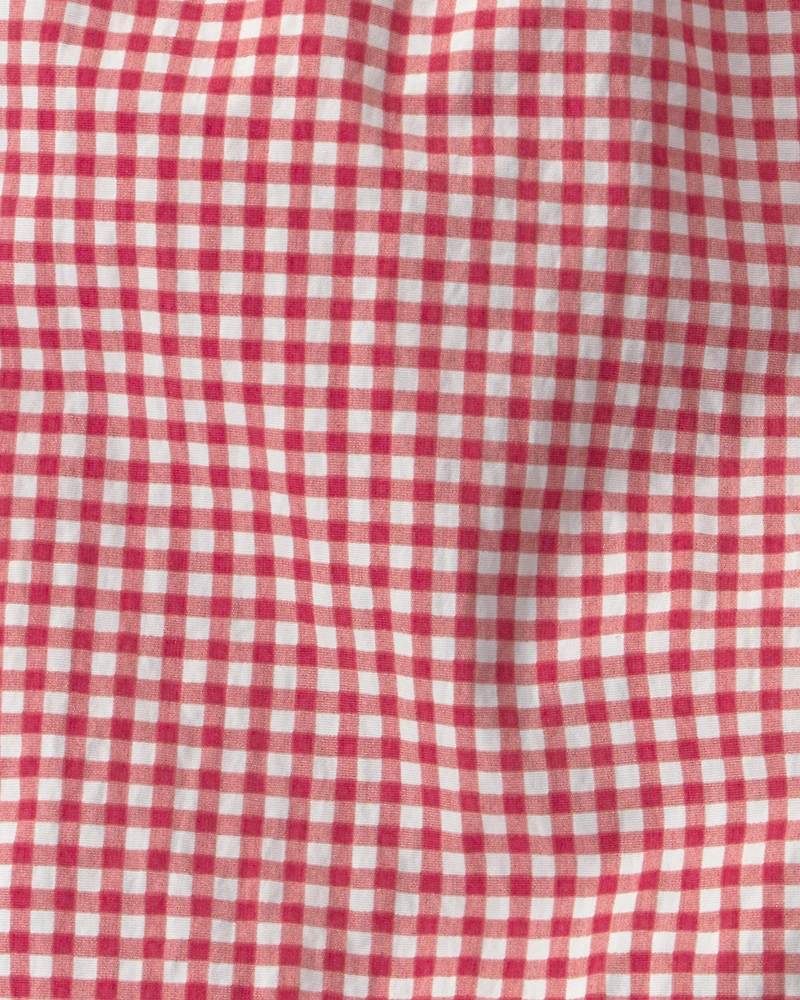 Toddler Boy Recycled Swim Trunks Red Gingham