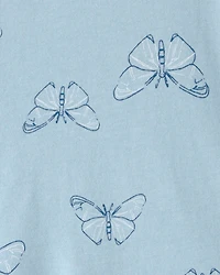 Girls Butterfly Short-Sleeve Dress - Blue