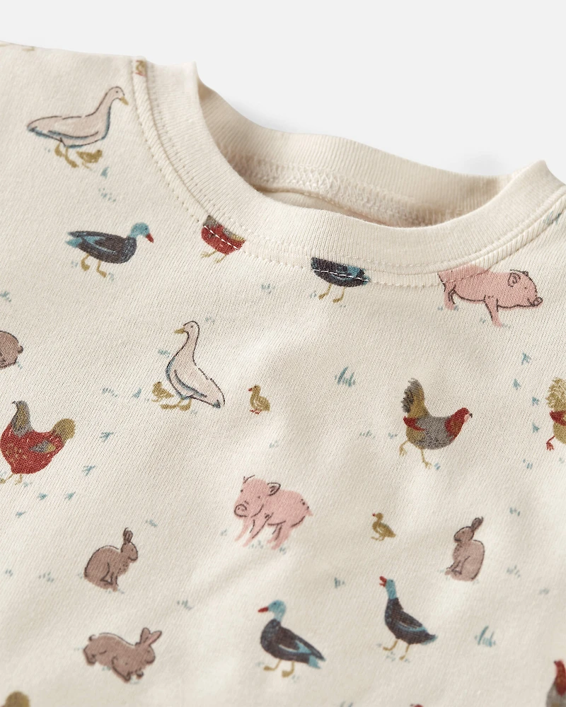 Toddler Organic Cotton Pyjamas Barnyard Tails Print