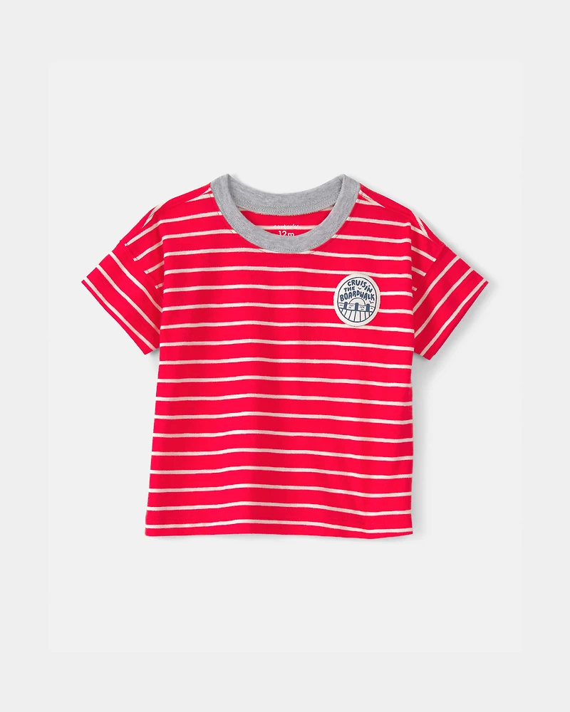 Baby Boy Striped T-Shirt - Red/Ivory