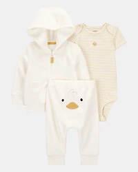 Baby 3-Piece Duck Little Cardigan Set