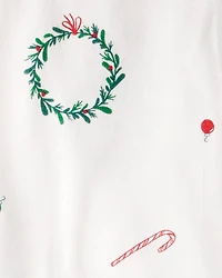 Baby Christmas Wreath Print PurelySoft Snug Fit 1-Piece pyjamas - White