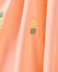 Baby Girl Pineapple Print PurelySoft Bodysuit Dress - Coral