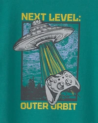 Boys 'Next Level Outer Orbit' Spaceship Long-Sleeve Graphic Tee - Green