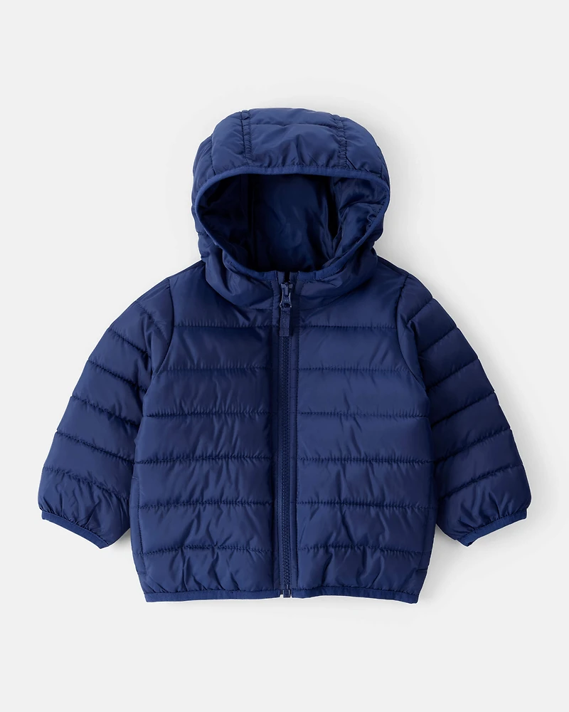 Baby Hooded Puffer Jacket - Navy Blue