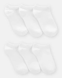 Kids 6-Pack No-Show Socks - White