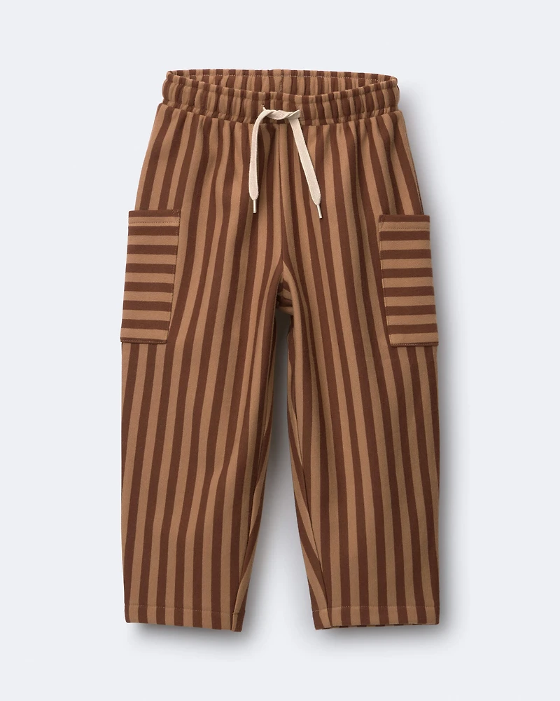 Toddler Boy Striped Pocket Pants - Brown