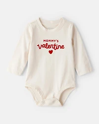 Baby Boy Mommy's Valentine Long-Sleeve Graphic Bodysuit - Cream