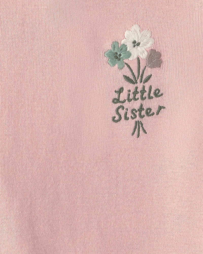 Baby Girl 2-Piece 'Little Sister' Floral Bodysuit & Pant Set - Pink