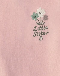 Baby Girl 2-Piece 'Little Sister' Floral Bodysuit & Pant Set - Pink