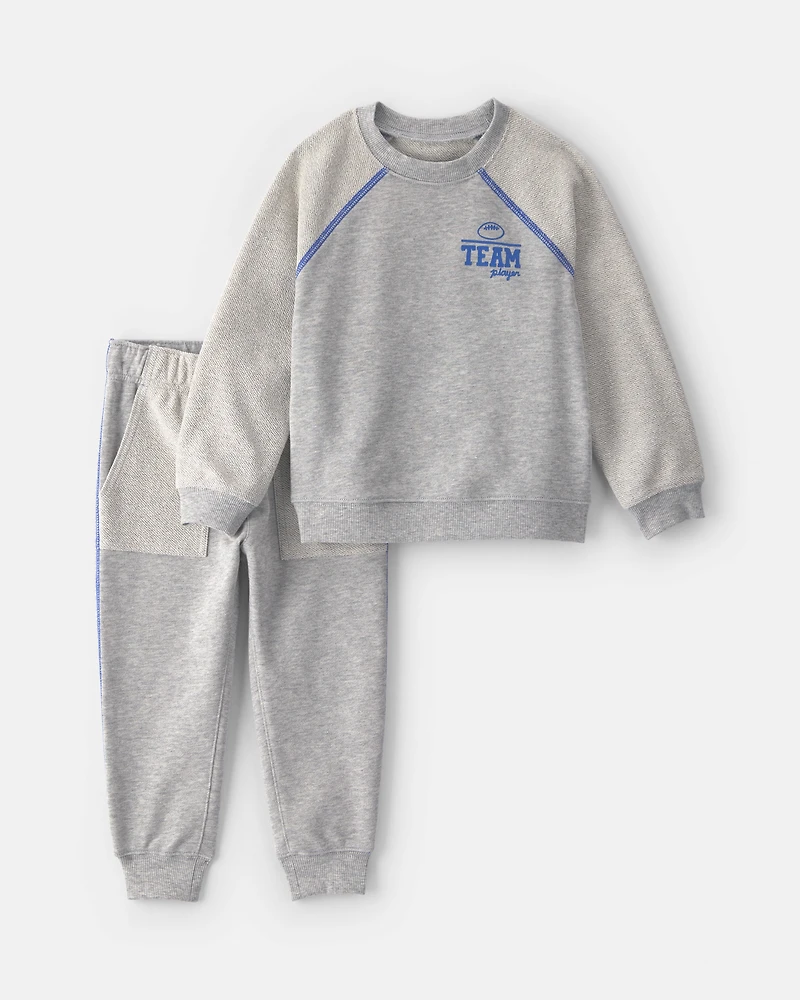 Toddler Boy 2-Piece 'Team Player' French Terry Sweatshirt & Pant Set - Grey
