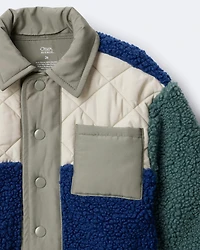 Toddler Boy colourblock Sherpa Jacket - Blue/Cream