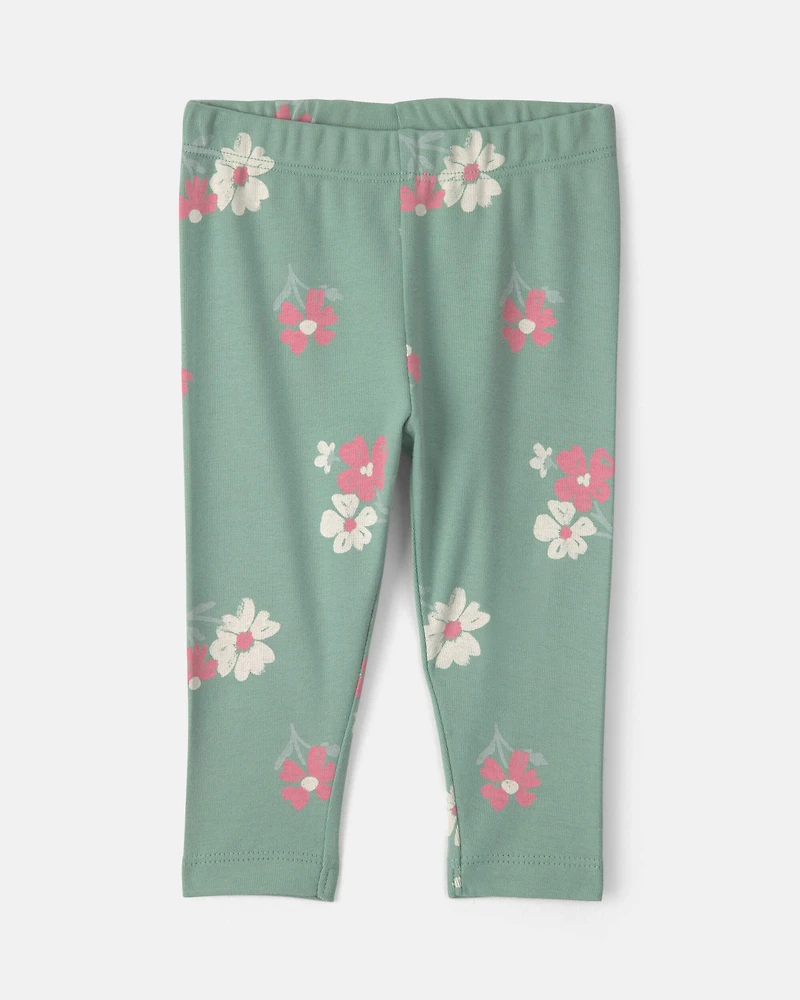 Baby Girl 3-Piece Heart Floral Long-Sleeve Bodysuit & Pant Set - Green/Cream