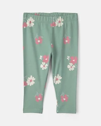 Baby Girl 3-Piece Heart Floral Long-Sleeve Bodysuit & Pant Set - Green/Cream