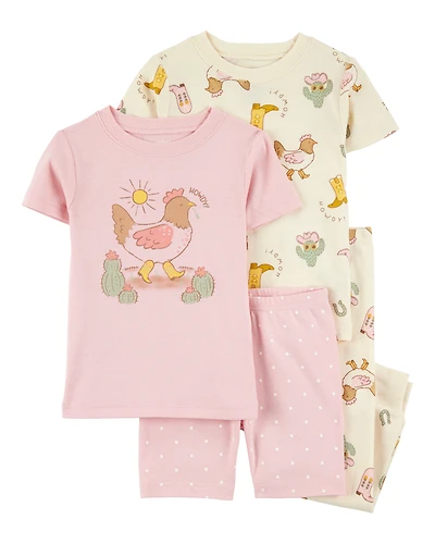 Toddler 4-Piece Western Chicken 100% Snug Fit Cotton Pyjamas