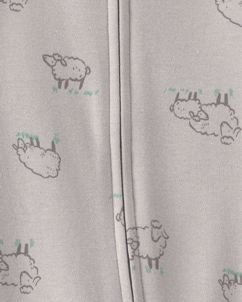Baby Sheep 100% Cotton 2-Way Zip Sleeper - Grey
