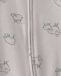 Baby Sheep 100% Cotton 2-Way Zip Sleeper - Grey