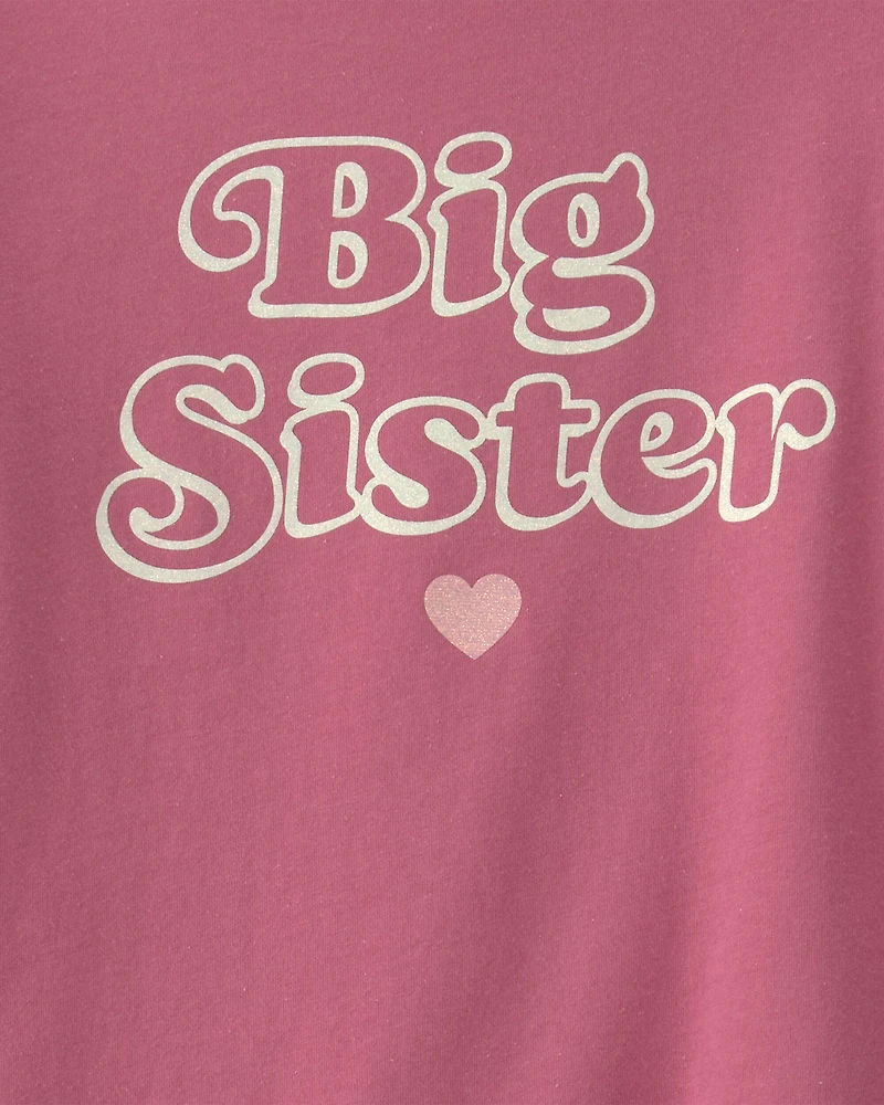 Girls 'Big Sister' Long-Sleeve Graphic Tee - Pink
