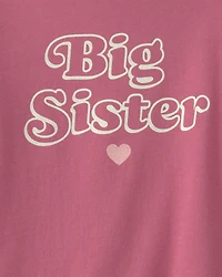 Girls 'Big Sister' Long-Sleeve Graphic Tee - Pink