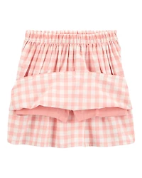 Kid 2-Piece Gingham Skort Outfit Set - Pink