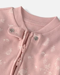 Baby Girl Organic Cotton Sleeper Pink Bunnies Print