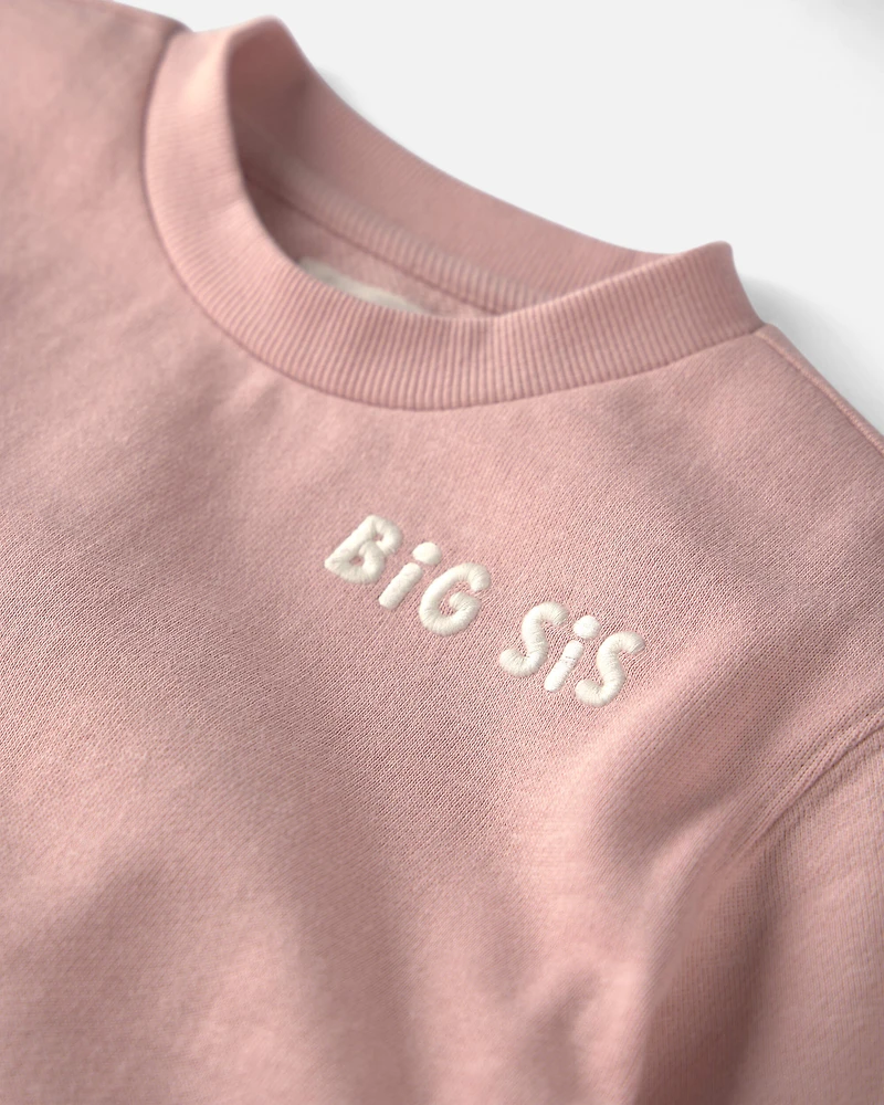 Toddler Girl Organic Cotton Big Sis Pullover