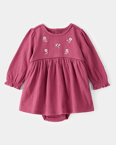Baby Embroidered Floral Bodysuit Dress