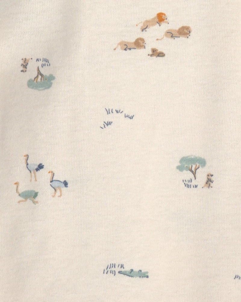 Baby Boy 4-Pack Lion Long-Sleeve Bodysuits - Blue/Grey/Ivory