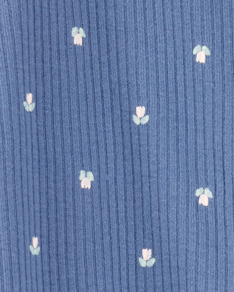 Baby Girl Mini Floral 2-Way Zip Ribbed Sleeper