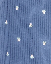 Baby Girl Mini Floral 2-Way Zip Ribbed Sleeper