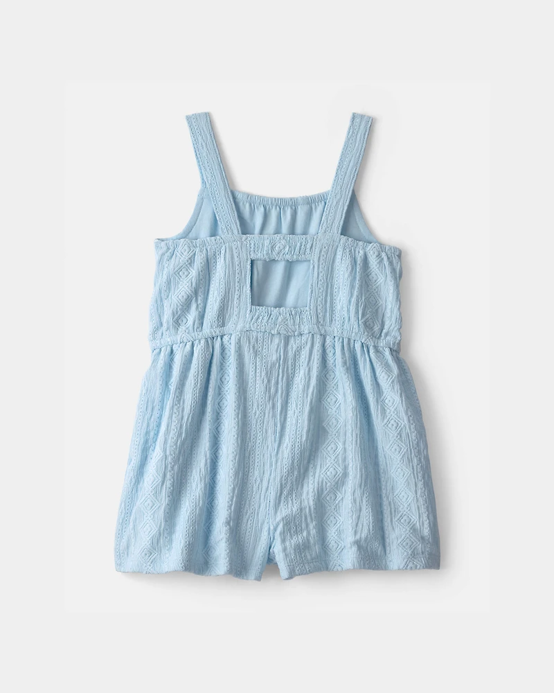 Toddler Girl Textured Romper - Light Blue