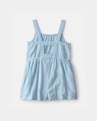 Toddler Girl Textured Romper - Light Blue