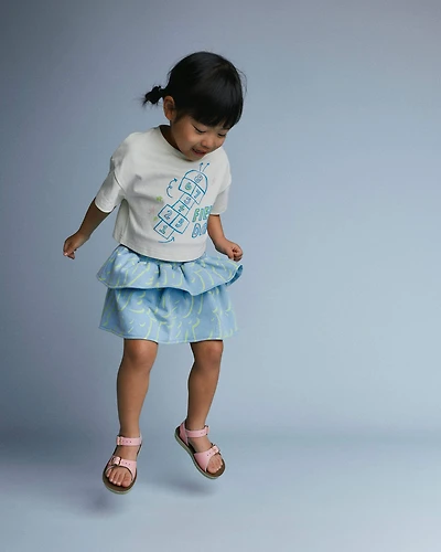 Toddler Girl 'Field Day' Breezy Top Hopscotch Print - Cream