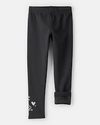 Girls Pull-On Stretch Cozy Leggings - Black