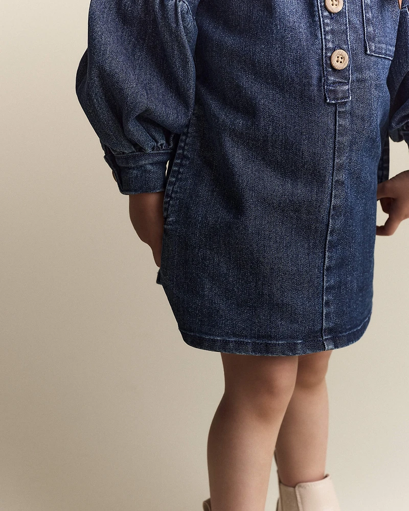 Toddler Girl Puff-Sleeve Denim Dress - Blue