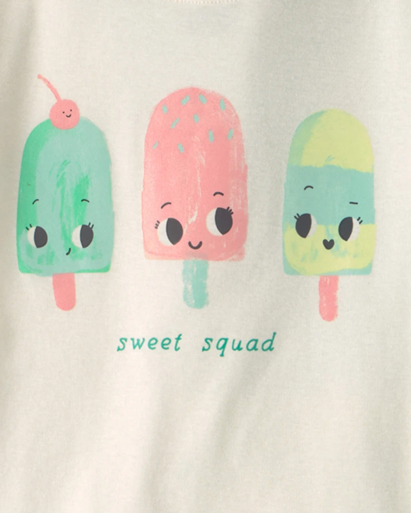 Girls Sweet Squad' Popsicle 100% Cotton 4-Piece Pyjama Set - Blue/Green
