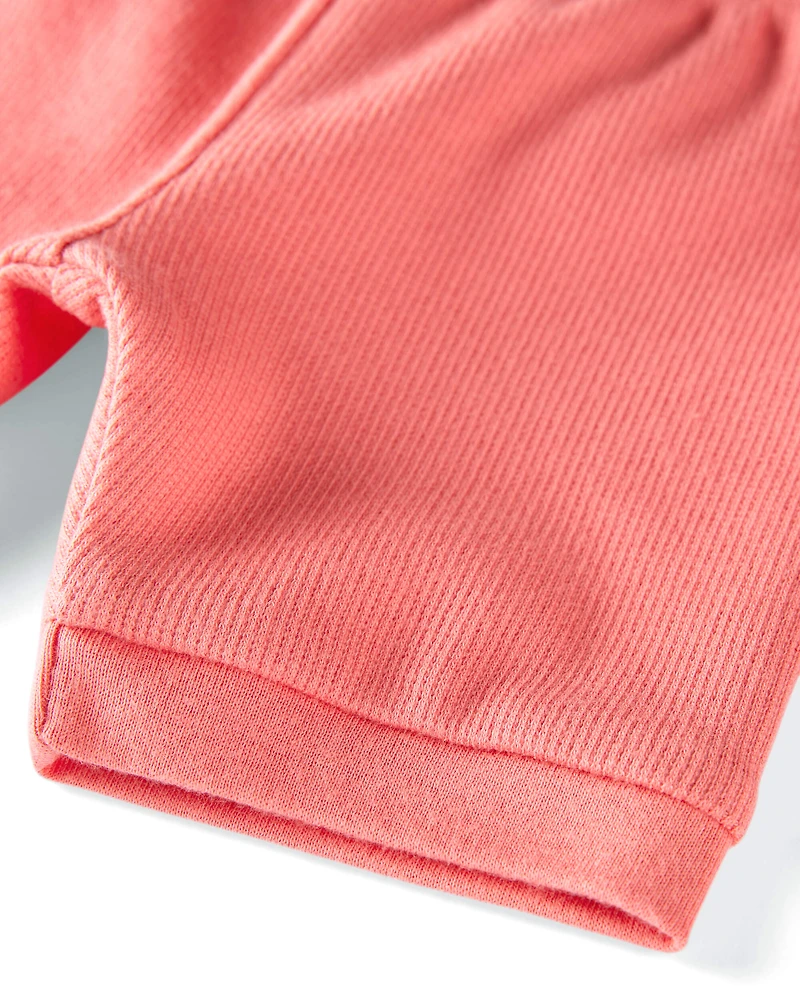 Baby Organic Cotton Ribbed Pyjama Set Pink