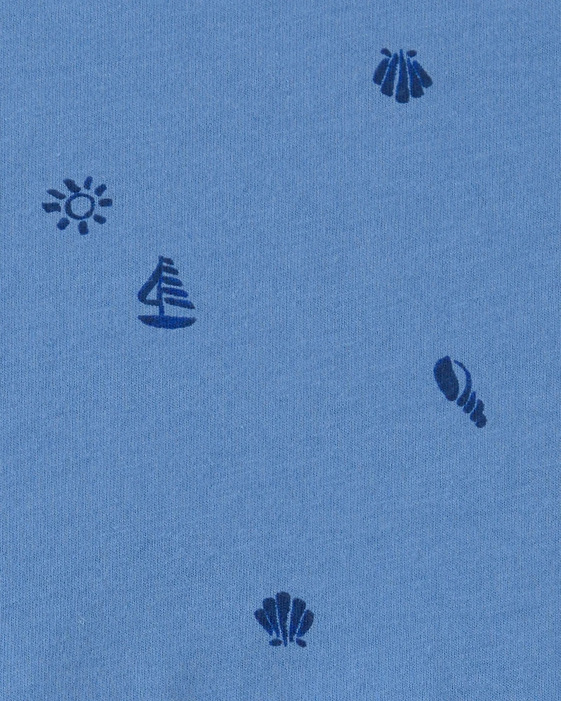 Toddler Girl Seashell Short-Sleeve Dress - Blue