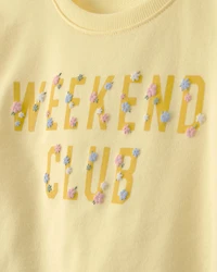 Girls 2-Piece Floral French Terry Top & Skirt Set - Yellow