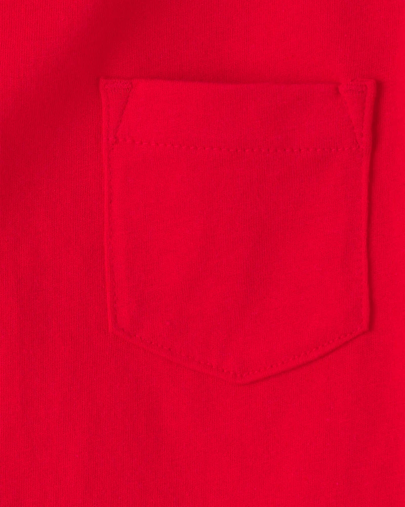 Toddler Solid Short-Sleeve Pocket Tee - Red