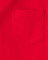 Toddler Solid Short-Sleeve Pocket Tee - Red
