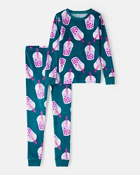 Girls Boba Tea DreamPlush Snug Fit 2-Piece Pyjamas